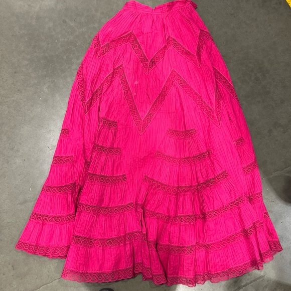 Vintage skirt Dresses & Skirts - Echo Vibrant Pink Tiered Maxi Skirt